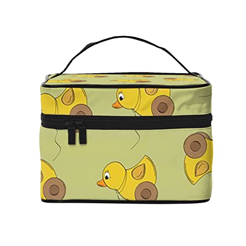 小さな黄色いアヒル 化粧ボックス 化粧品収納箱 大容量 人気 おしゃれぶた 可愛い かわいい メイクポーチ コスメポーチ 持ち運び バニティーケース 機能的 仕切り 旅行用 出張用 コスメティックバッグ