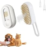 Steam Brush for Cat & Dog- 3-in-1 Pet Steam Brush Pet - Removes Loose Hair and Moisturizes 19.5x6.5cm Suitable for Cats & Dogs - USB Rechargeable