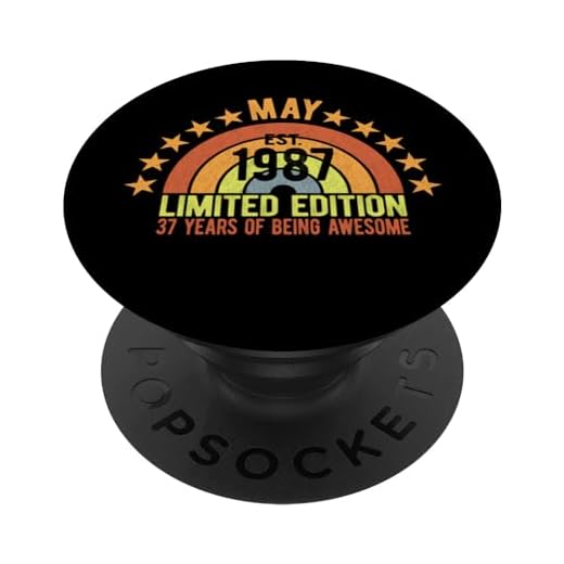 Vintage 37 Cumpleaños Edición Limitada 37 Años Nacidos Mayo 1987 PopSockets PopGrip Intercambiable