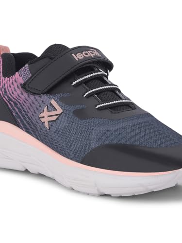 Image of Liberty Leap7x KIMSER-E Slip-On Sports Walking Shoes for Kids - Black & Blue | Comfortable and Durable - Velcro Closure | Suitable for Gym, Running and Outdoor Shoes for Kids Boys - Cushioned Footbed
