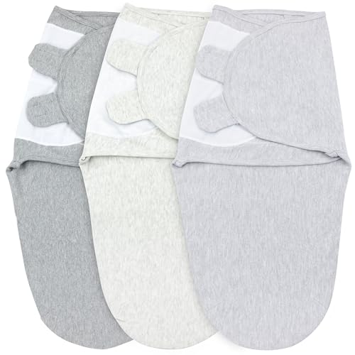 Image of Bublo Baby Swaddles for Newborns – 3-Pack Infant Swaddles 0-3 Months – Adjustable Swaddle Sleep Sack – Soft Organic Cotton Baby Wrap for Safe & Cozy Sleep (Melange Grey)