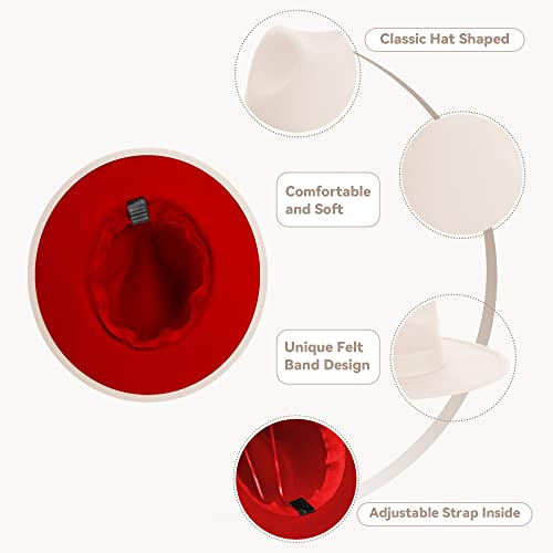 Image of Classic Fedora Hat Flat Top Hat Felt Pork Pie Hat Wide Brim Church Derby Cap for Women and Men
