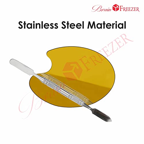 Image of Brain Freezer Shiny Makeup Palette With Stainless Steel Oval Shape Spatula, Golden 100 g
