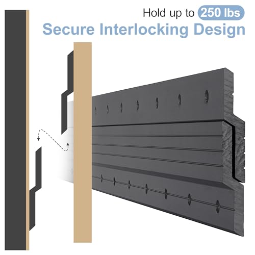 Image of French Cleat Hanger Heavy Duty 41 inch - Aluminum Alloy Z Clips Brackets Heavy Mirror Mounting Hardware 250 lbs Load Interlocking Z Hangers Picture Hanging Kit, 1 Pair Black