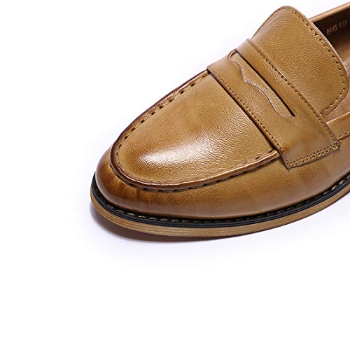 Image of Mona flying Women's Classy Leather Penny Loafer Dress Casual Slip on Flat Office Work Shoes for Ladies
