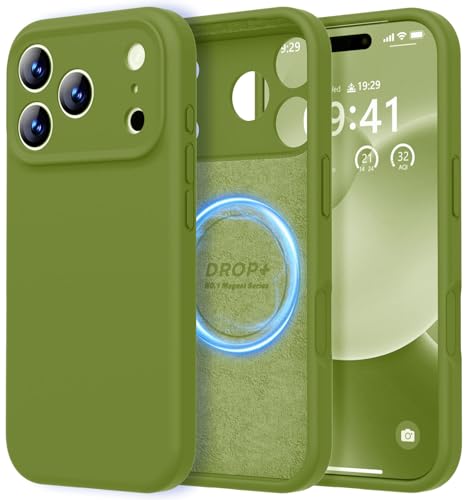 Image of LOVE 3000 Designed for iPhone 17 Pro Case, Premium Silicone [Compatible with Magsafe][Soft Anti-Scratch Microfiber Lining] Shockproof Protective Phone Case for Men Women 6.3 inch, Cedar Green