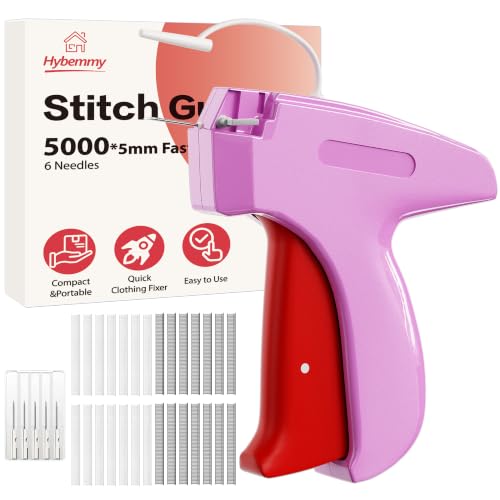 Image of Stitch Gun for Clothes, Tagging Gun, Quick Clothing Fixer, Fuchsia | 5000 Fasteners, 0.04 inch Fine Needle, 6 Needles, Portable, Handheld, Compact, Lightweight, Easy to Use, Versatility, Durable