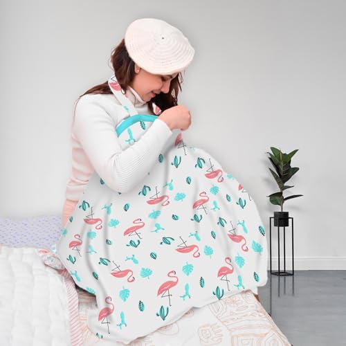 Image of MOM'S HOME Organic Cotton Muslin Nursing Cover For Breastfeeding Apron | Flamingo, Multicolor, Count 1