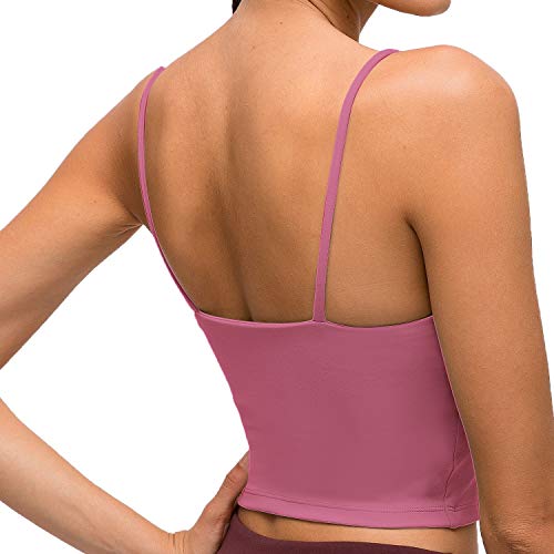 Summer Workout Tops for Women Sports Bras Camisole Crop Padded Tank Tops Cute Cami Shirts Clothes for Teen Girls Rose Red - Thumbnail 5