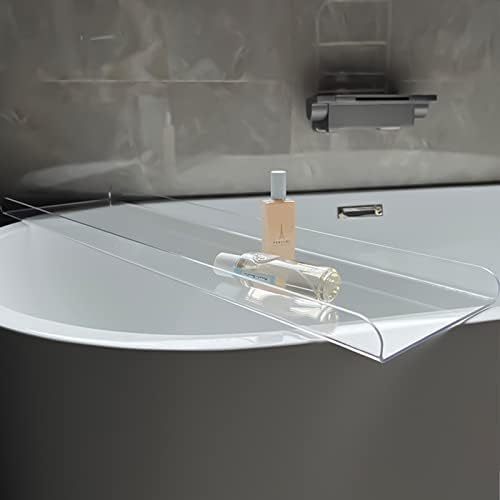 Bathtub Tray Clear Acrylic Bath Tub Tray Table, Tub Shelf with Phone Bracket, Luxury Bathroom Organizer,33.5" Lx7.9 Wx1.2 H,Clear,