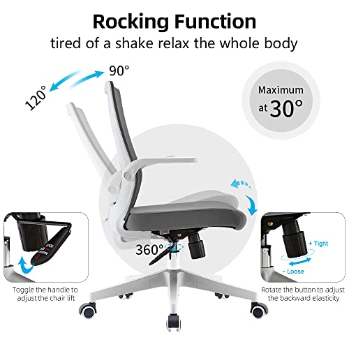 Sihoo Ergonomic Office Chair, Swivel Desk Chair Height Adjustable Mesh Back Computer Chair With Lumbar Support, 90° Flip-Up Armrest (Grey) #TOP5