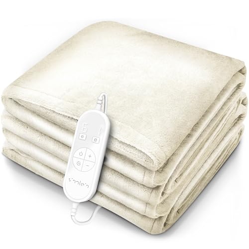 sinnlein® Chauffe-lit Surmatelas Chauffant | 200 x 180 cm | crème | Couverture Électrique avec Arrêt Automatique | 9 Niveaux de Température | Affichage...