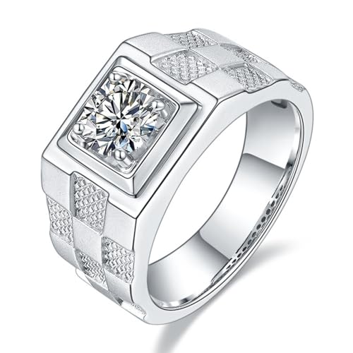 Bague de fiançailles en moissanite homme argent 1 ct ronde