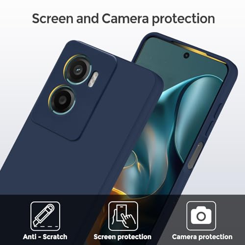 Image of SBMS Silicone Back Cover Case for Motorola Moto G05 | Soft Micro-Fibre Lining Inside | Camera Protection Bump | Shockproof Back Cover Case for Motorola Moto G05 (Blue)