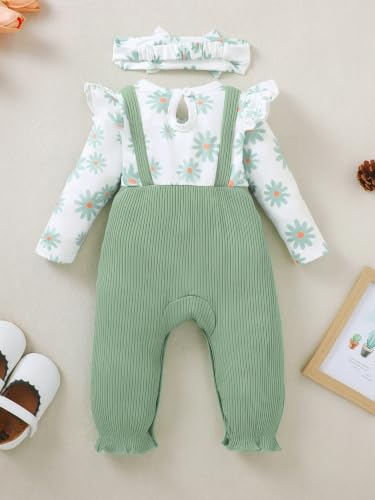 AMAWMW Newborn Baby Girl Clothes Rufffle Sleeve Romper With Headband Set - image 6