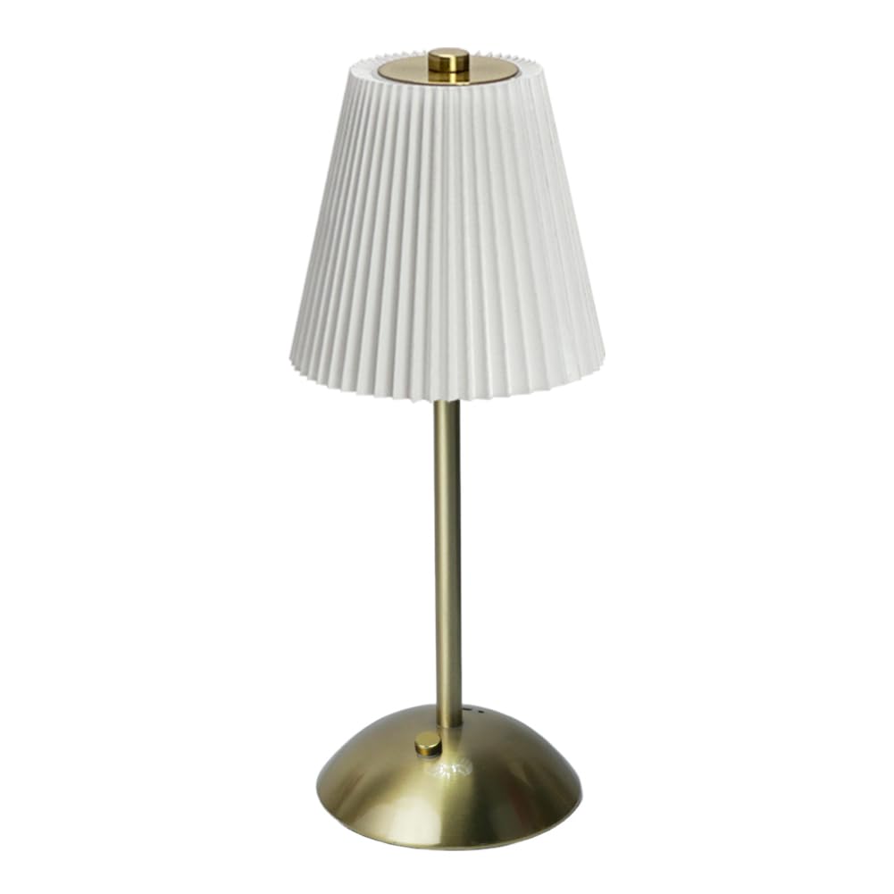 Fiorky White Nordic Pleated Cordless Table Lamp Rechargeable Bedside Sleeping Light 3 Light Colors Dimmable Touch Metal Desk Lamp For Restaurant Bar Coffee Shop