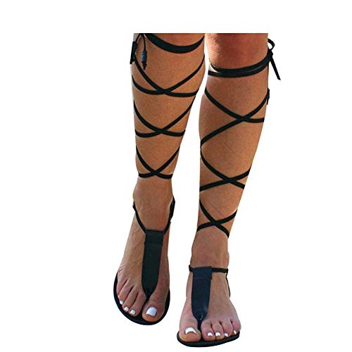Womens Sandals Strappy Gibobby Flats Sandals Roman Shoes Straps Blet Open Toe Wedges Sandals Bohemian Beach Flat Shoes #TOP15