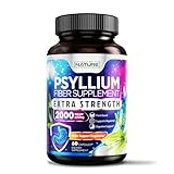 Psyllium Husk Capsules 2000mg - Fiber Supplement - Natural Soluble Fiber Pills with Psyllium Husk Powder - Supports Digestive Gut and Colon Health - Non-GMO, Gluten-Free, Vegan - 60 Capsules