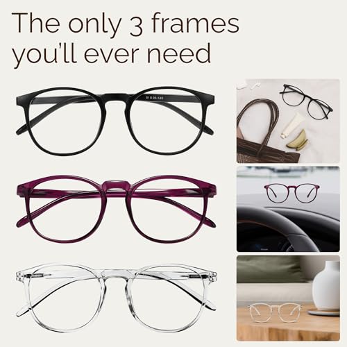 Image of IBOANN Chic & Comfy Blue Light Glasses for Women - 3-Pack Round Frames, Screen-Ready Style with UV Protection Coating