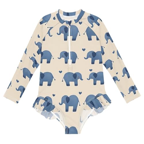 Cute Bear Swimwear Girls One Piece Swimsuit UPF 50+ Long Sleeve Rash Guard Toddler Girl Bathing Suit