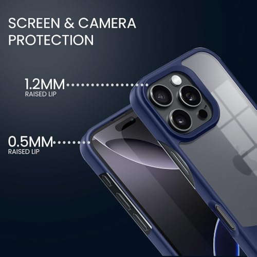 Image of KARWAN️Ultra-Hybrid Shockproof Back Cover Case for iPhone 16 Pro Max | Camera Protection Bump |Shockproof Back Cover Case for iPhone 16 Pro Max (PC & TPU, Smoked Matte Sides) Blue