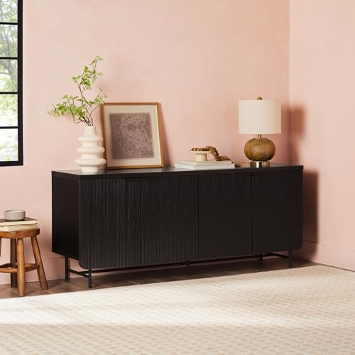 Walker Edison AZEED5DBL2 Scandinavian Grooved 4-Door Sideboard thumb #1
