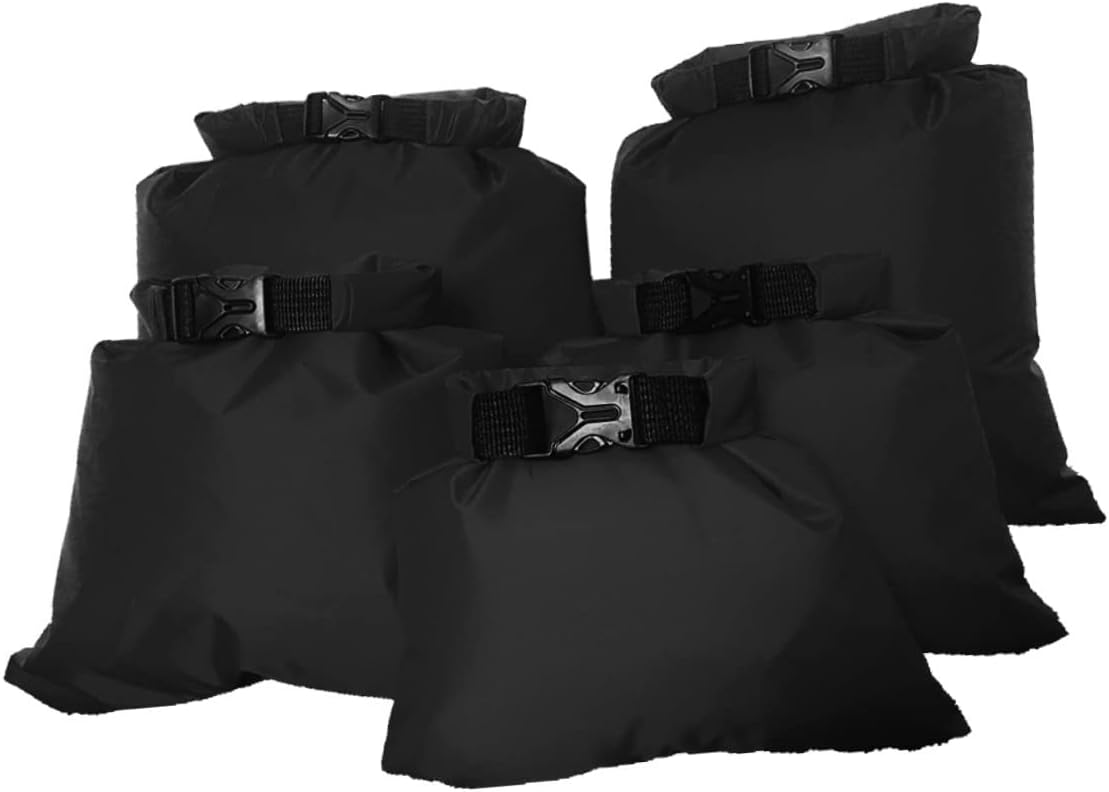 5 PCS Waterproof Dry Bags Set Lightweight Multifunctional Storage Pouch for Camping Kayaking Rafting 1.5L to 6L Sizes for Boating and Outdoor Adventures