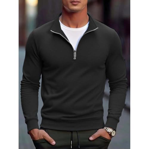 Men's Quarter Zip Knit Sweater Winter Casual Long Sleeve Soft Pullover Stand Collar Warm Jumper Top2