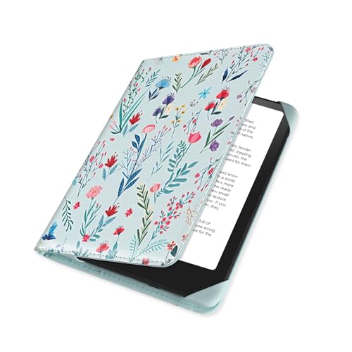 Image of HoYiXi Universal Case for 6.8 Inch 7 Inch Kindle eReaders Compatible with Paperwhite /Kobo /BOOX T68 /iReader Ocean,6.8-7 inch eReaders Protective Case Cover Elastic Rope,Blue Flowers