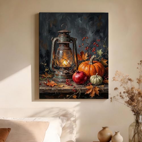 Lienzo de pared rústico de calabazas y frutas para hogar y salón 4