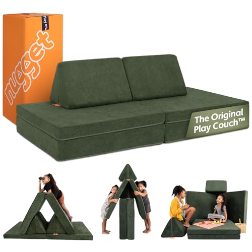 Image of Nugget - The Original Play Couch for Kids - Modular Foam Children's Sofa for Playroom, Imagination, & Creative Open Ended Play - Washable & Convertible Playroom Furniture, Willow