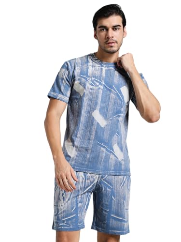 Image of Vogaan Men's Cotton Short Sleeve Tracksuit Summer T Shirt & Shorts Set with 2 Pockets || Casual Co-ord Sets