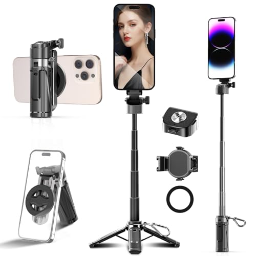 Magnetic Tripod for iPhone, Selfie Stick Tripod with Wireless Remote Pocket Size 4-16