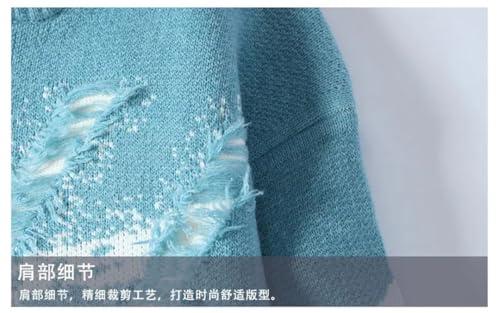 Men's Korean Style Hole Decoration Knitted Sweater Slim Fit Long Sleeve Pullover Man Sweater3