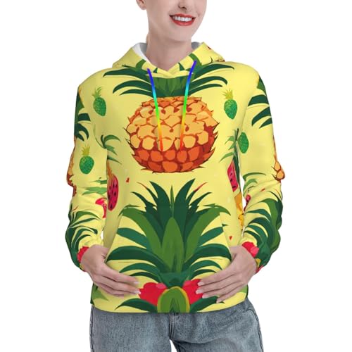 Sweat à capuche imprimé ananas EdWal femme au style ajusté au quotidien