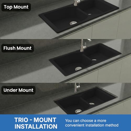 Image of JAYKO Quartz Acrylic Kitchen Sink for Modular Kitchen | Granite Finish, Scratch & Heat Resistant | Easy to Clean & Stylish Sink for Home (SI, 40x20in)