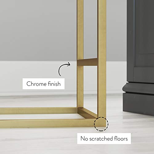 Nathan James Nelson Backless Pub-Height Kitchen Counter Bar Stool With Faux Leather Cushion And Metal Base, 24", Gray/Gold #TOP4