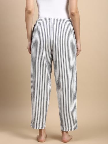 Image of KRYPTIC Women's 100% Pure Cotton Woven Pyjama | Mid Rise Relaxed Fit Full Length Nightwear Pant with Elasticated Drawstring Waistband & Side Pocket | Comfortable Lounge, Sleepwear & Casual Bottom Wear