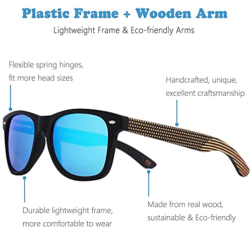 Image of Mens Polarized Wood Sunglasses for Men Women, Womens Sunglasses Wooden Sides Bamboo Glasses