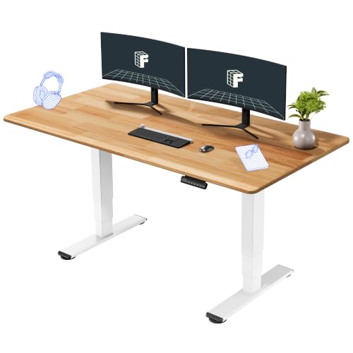 Image of FLEXISPOT E6 Solid Wood Dual Motor 3-Stage Electric Standing Desk, 63 x 30