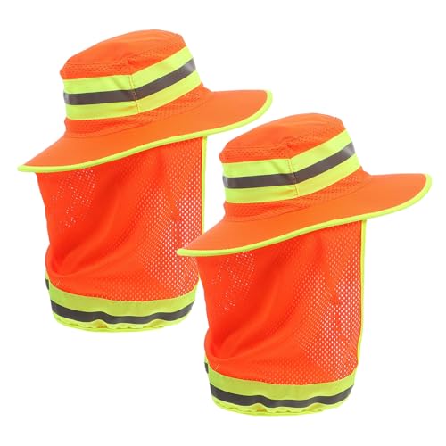 Chapeaux bob pêche orange lot de 2 avec protection nuque et tissu maille