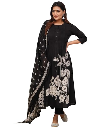 Image of GoSriKi Women's Viscose Anarkali Kurta Set with Dupatta | Anarkali Suit for Women Cotton | Kurta Palazzo Dupatta Set | 3 Piece Ethnic Wear for Festival & Party | Anarkali Suit for Women