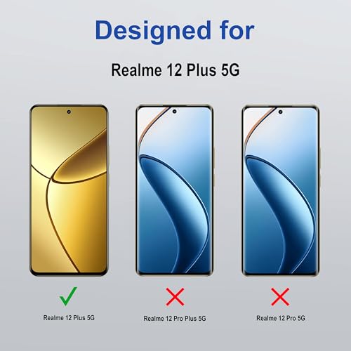 Image of Zapcase HD Plus Tempered Glass Screen Protector Compatible for Realme 12 Plus 5G (Black) Edge to Edge Coverage with Easy Installation Kit