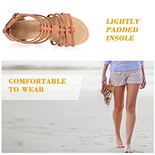 Mudan Womens Buckle Zip Thong Gladiator Sandal (9 B(M) Us, Chestnut) #TOP7