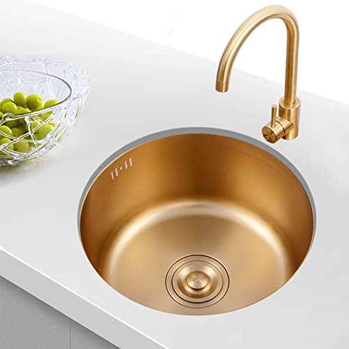 Fregadero de barra de acero inoxidable dorado redondo de 36 cm para cocinas 3