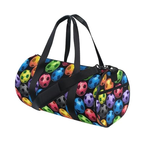 Color Football Sports Duffel Bag Large Barrel Gym Bag with Full Print Design, Adjustable Strap Spacious Storage for Workout Training Outdoor Activities and Weekend Trips3