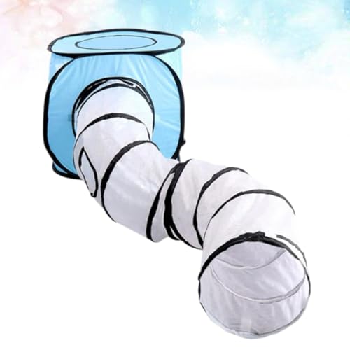 Túnel de gato en forma de S de poliéster azul GATHINESS juego interactivo 5