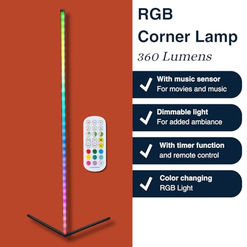 Lámpara de pie LED Grundig de 140 cm para iluminar rincones oscuros con música 3