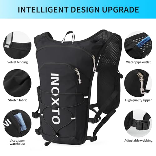 Image of INOXTO Running Hydration Vest Backpack,Lightweight Insulated Pack with 1.5L Water Bladder Bag Daypack for Trail Hiking Running Cycling Race Marathon for Women Men