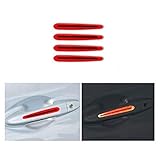 TRUE LINE Automotive Door Handle Reflective Warning Marker Trim Molding 4PC (Red)